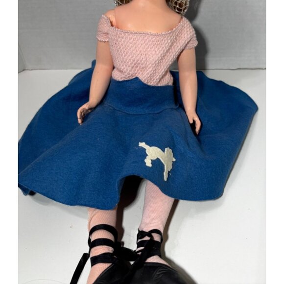 Vintage 14" Doll Rubber 50's Poodle Felt Skirt Ballerina Jointed Knees 19" - Picture 4 of 8